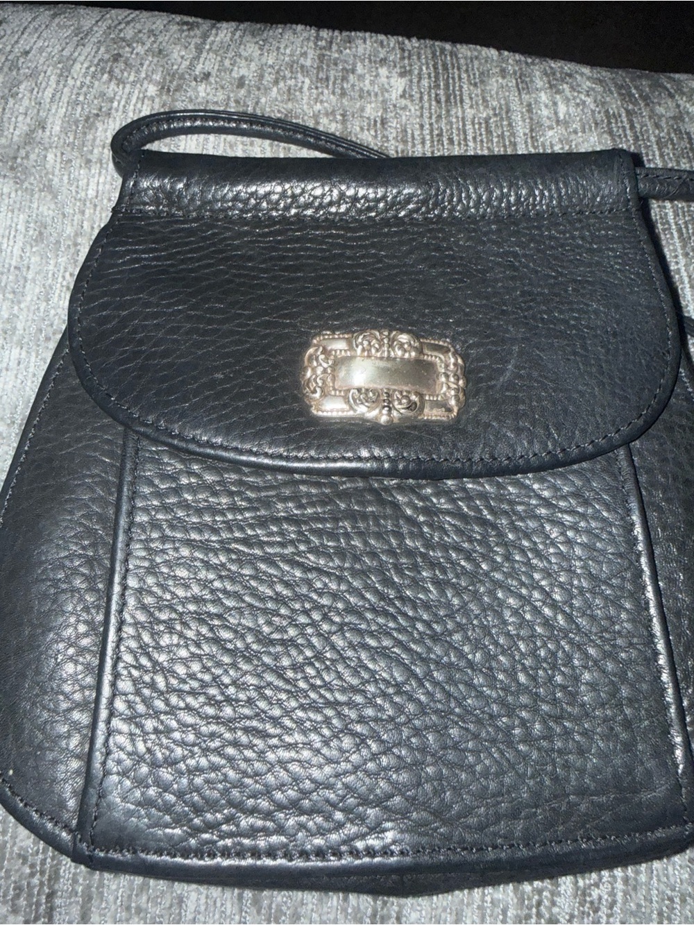 Fossil Women's Black Leather Crossbody Bag with Silver Accent